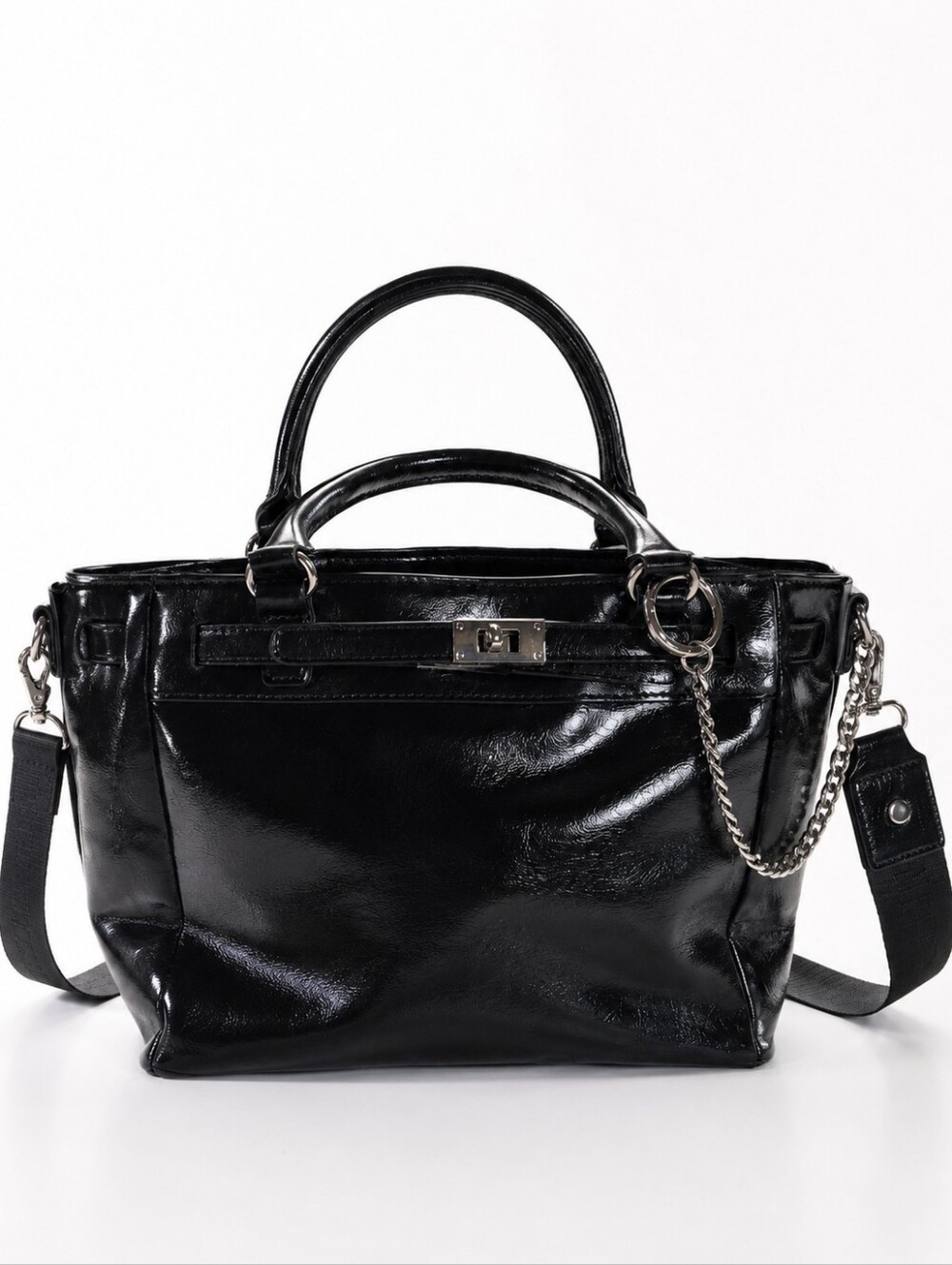 MADDEN NYC Black Patent Leather Crossbody Or Satchel.